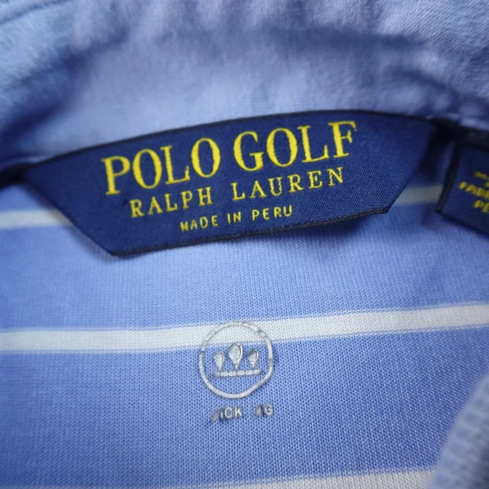 Ralph Lauren Polo Shirt Mens S Blue Stripe Performance Golf Short Sleeve Stretch